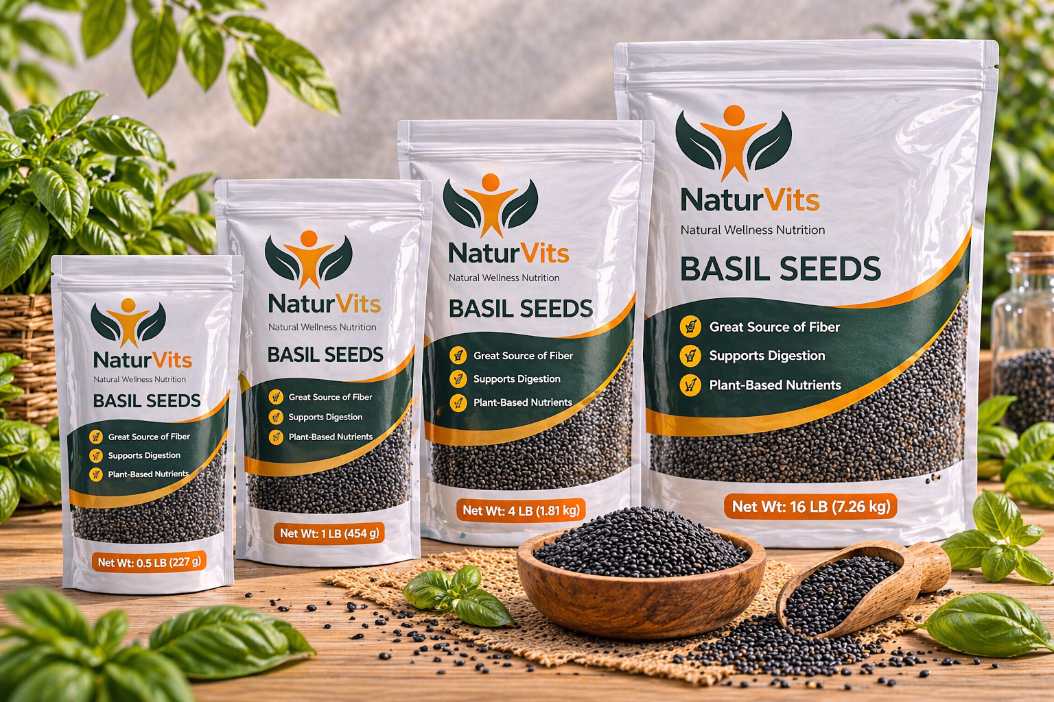NaturVits Premium Basil Seeds – Hydration & Digestive Superfood